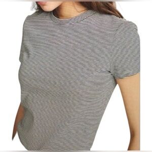 Theory Women's High Quality Tiny Tee Black & White Fine Striped, Size Large, EUC